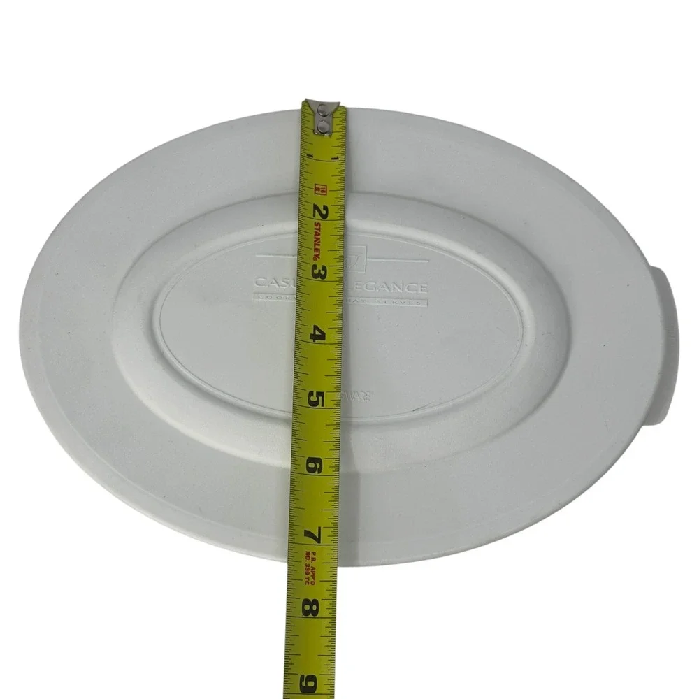 Vintage CorningWare Casual Elegance White Oval Serving Dish with Lid 10 Inch